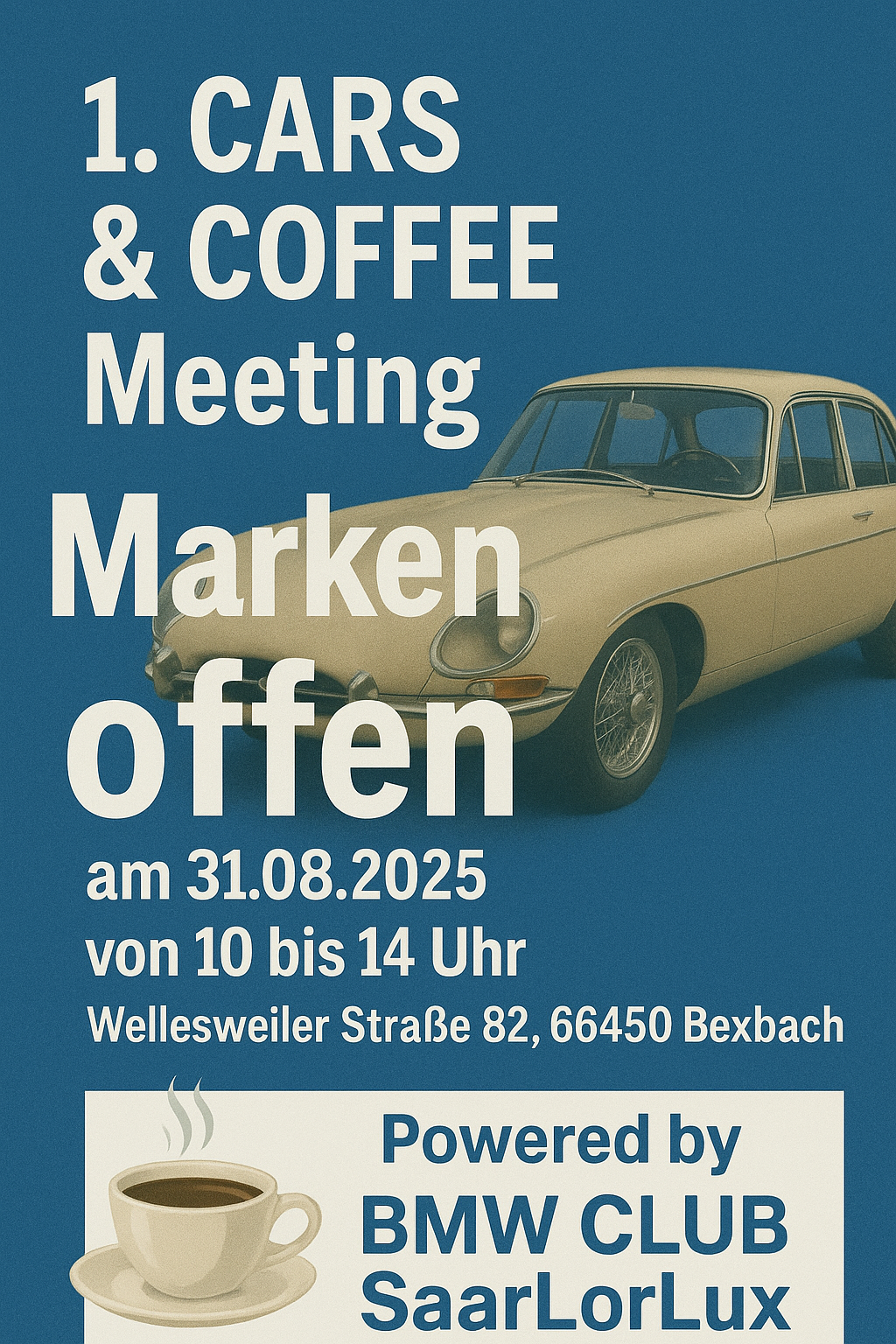 Am 31.08.2025 findet unser 1. Markenoffenes Cars & Coffee zwischen 10 und 14 Uhr statt. Wer Spaß an Fahrzeugen hat und gerne "Benzingespräche" führen möchte ist hier richtig.  
